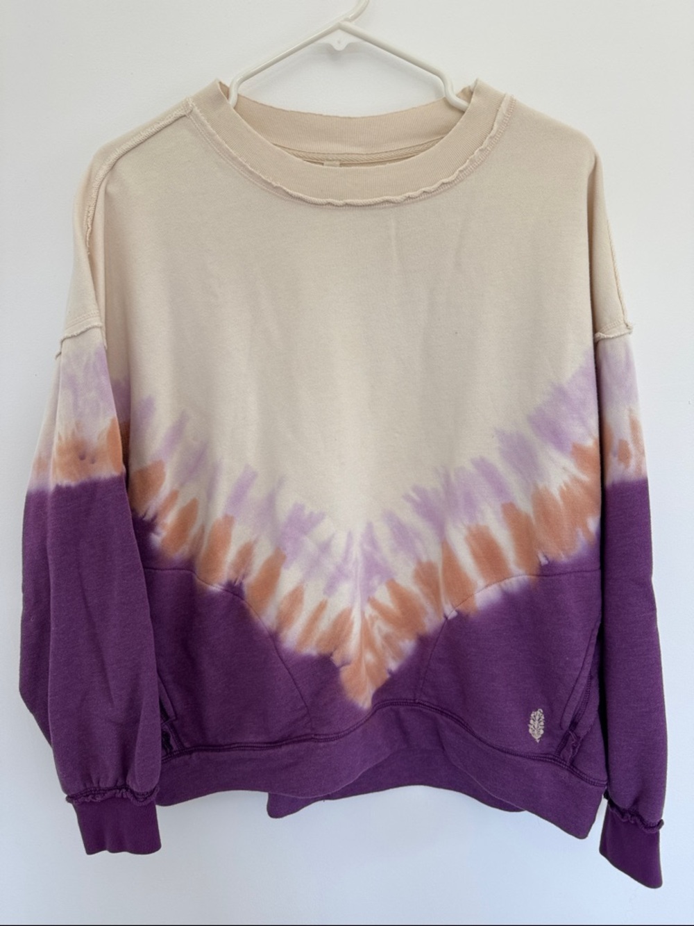 FP Movement by Free People cream sweatshirt with pink and purple logo accents